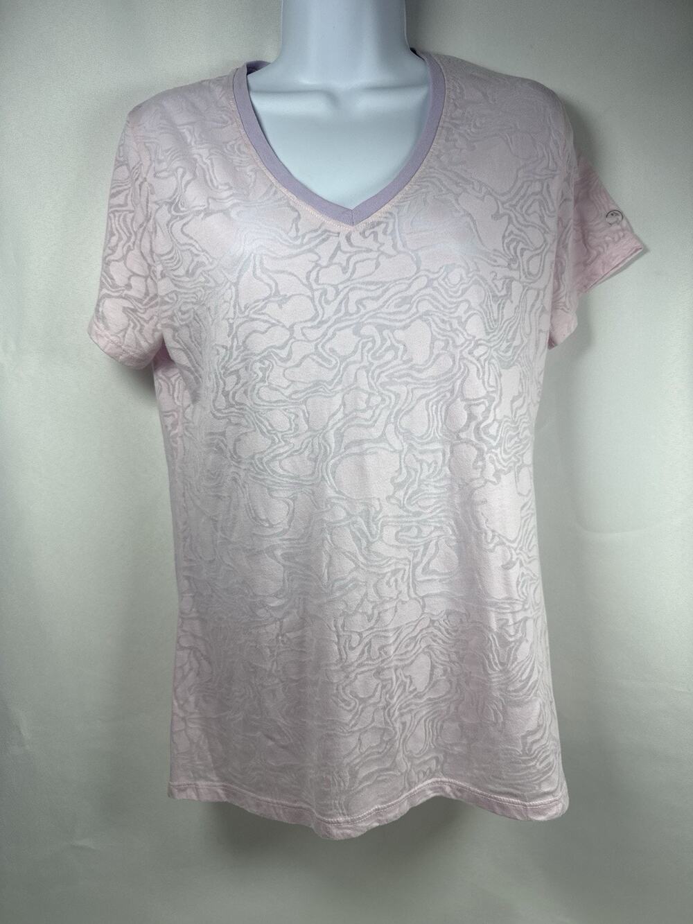 Zumba Wear Lovelly Pink Graphic V-Neck T-Shirt Women’s Large L
